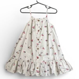 Floral Cotton Button Front Dress Toddler Girls 3T White Blue Red